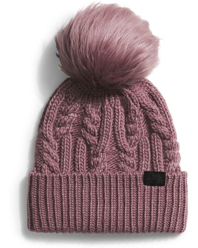 The North Face Oh Mega Faux Fur Pom Beanie - Red