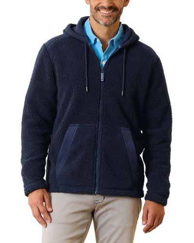 Tommy Bahama Anchor Bay Faux Shearling Zip Hoodie - Blue