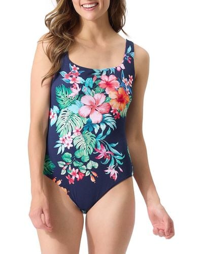 Tommy Bahama Island Cays Flora Reversible One-piece Swimsuit - Blue