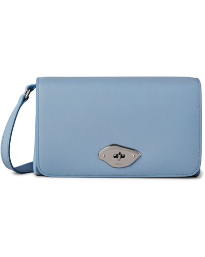 Mulberry Lana High Gloss Leather Wallet On A Strap - Blue