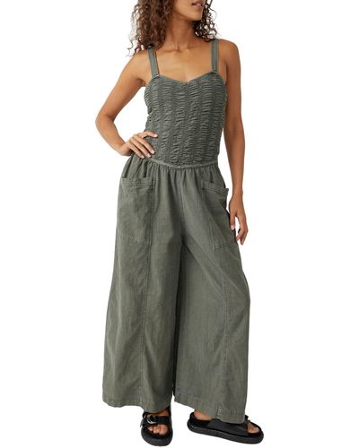 Free People Forever Always Cotton Wide Leg Jumpsuit - Green