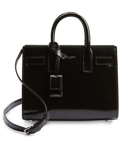 Saint Laurent Nano Sac De Jour Patent Leather Top Handle Bag - Black