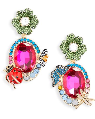 Kurt Geiger Floral Couture Drop Earrings - Red