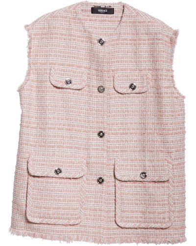 Versace Oversize Tweed Vest - Pink