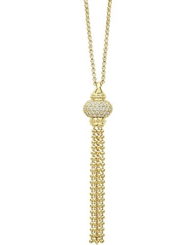 Lagos 18k Yellow Gold Caviar Gold Diamond Tassel Necklace - Metallic