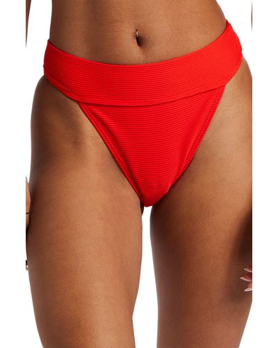 Billabong Tanlines Aruba High Waist Bikini Bottoms - Red