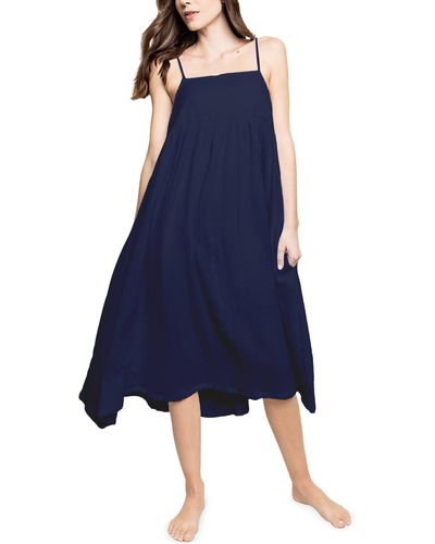 Petite Plume Serene Cotton Gauze Nightgown - Blue