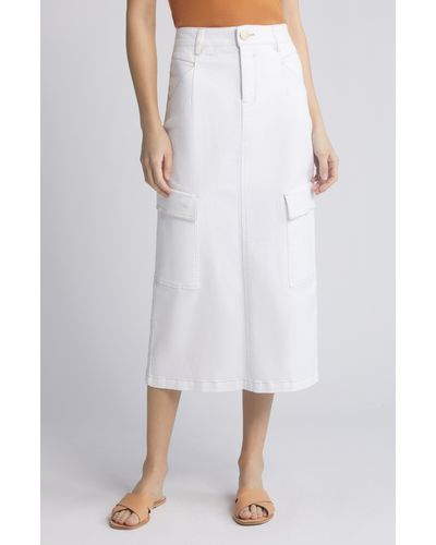 Wit & Wisdom 'ab'solution Cotton Cargo Midi Skirt - White