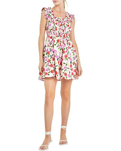 English Factory Floral Print Minidress - Red