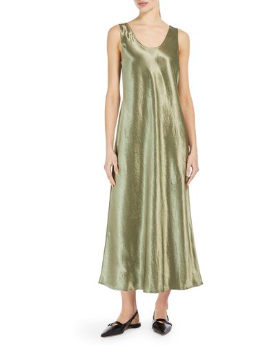 Max Mara Talete Sleeveless Crinkle Satin Dress - Green