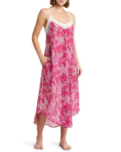 Papinelle Cheri Blossom Lace Trim Nightgown - Pink