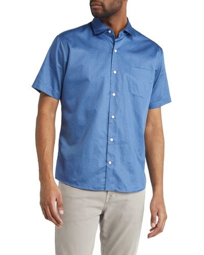Peter Millar Henry Short Sleeve Button-up Shirt - Blue