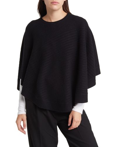 Nordstrom Wool & Cashmere Poncho Sweater - Black