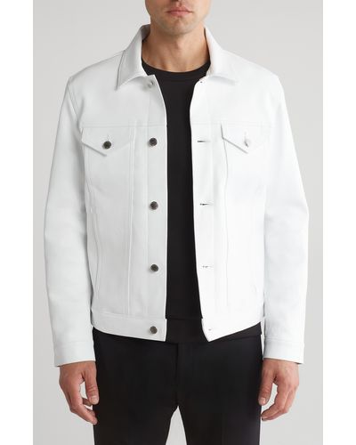 Monfrere Dean Leather Trucker Jacket - White