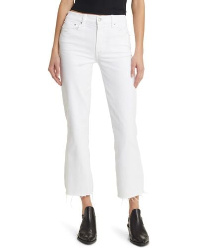 Le Jean Bella Raw Hem Crop Flare Jeans - White