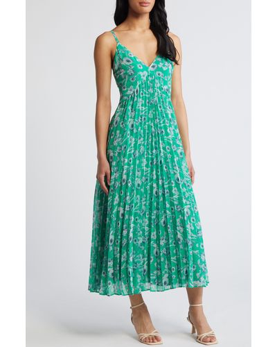 Chelsea28 Floral Pleated Sundress - Green