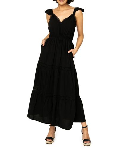 Gibsonlook Lace Detail Midi Dress - Black