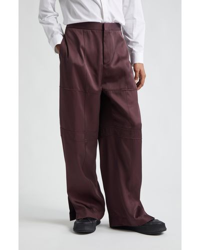 Jil Sander Relaxed Fit Flat Front Pants - Red