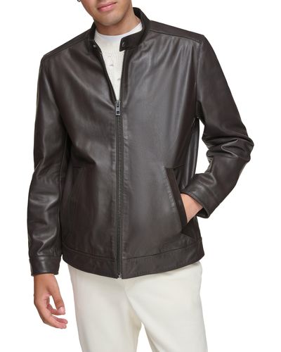 Andrew Marc Varkas Leather Jacket - Gray