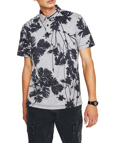 AG Jeans Bryce Floral Print Jersey Polo - Blue