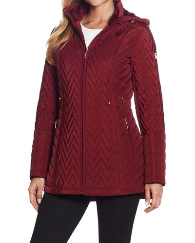 Gallery Hooded Quilted Jacket - Red