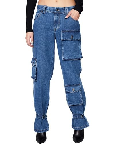 Bardot Cargo Relaxed Fit Jeans - Blue