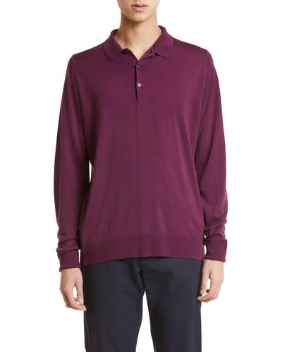 John Smedley Cotswold Wool Polo Sweater - Purple