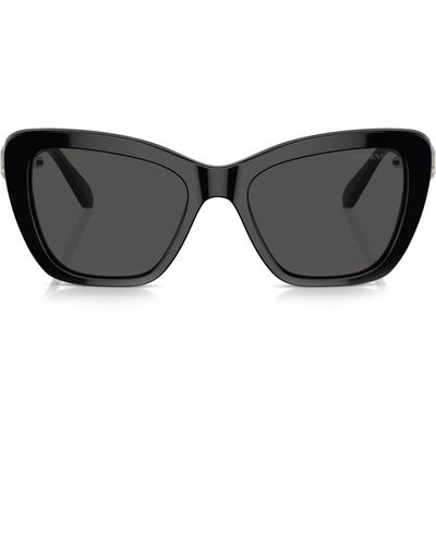 Swarovski 55mm Cat Eye Sunglasses - Black