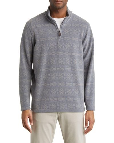 Johnston & Murphy Print Fleece Quarter Zip Pullover - Gray