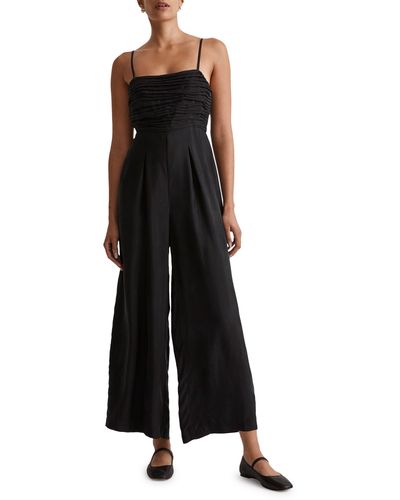 Madewell Ruched Crop Straight Leg Jumpsuit - Black