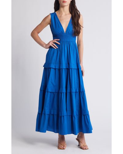 Chelsea28 V-neck Tiered Maxi Dress - Blue