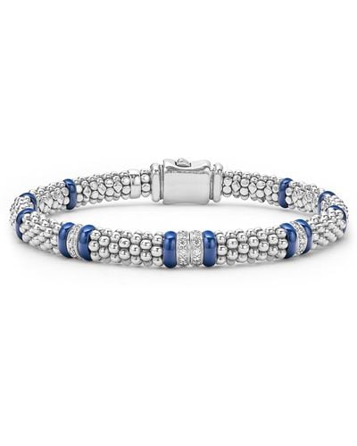 Lagos Blue Caviar Diamond & Ceramic Station Rope Bracelet