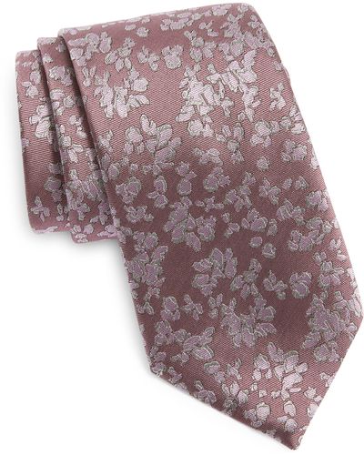 Canali Floral Silk Tie - Pink