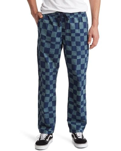 Vans Range Relaxed Fit Checkerboard Cotton Drawstring Pants - Blue