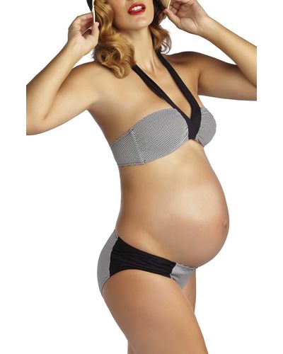 Pez D'or Maternity Two Piece Halter Bikini Swimsuit - Natural