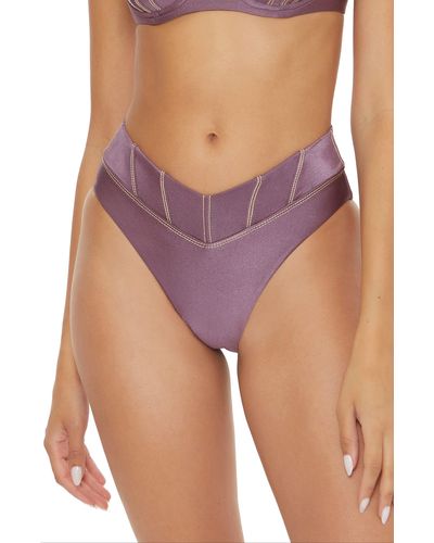 Becca Color Sheen High Leg Bikini Bottoms - Purple