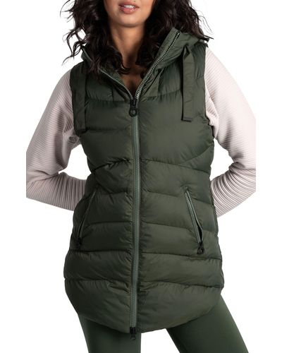 Lolë Transition Water Repellent Hooded Quilted Vest - Green