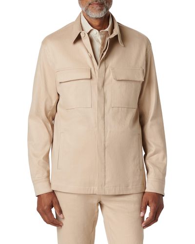 Bugatchi Linen & Cotton Button-up Shirt Jacket - Natural
