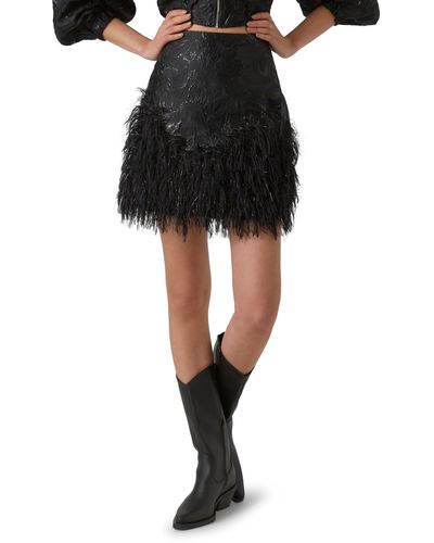 Vero Moda Susse High Waist Fringe Metallic Skirt - Black