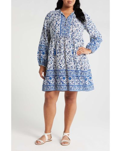 Vero Moda Milan Long Sleeve Organic Cotton Tunic Dress - Blue