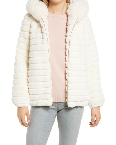 Gallery Hooded Faux Fur Jacket - White