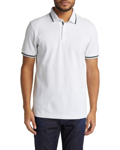 Ted Baker Palos Regular Fit Textured Cotton Knit Polo - White