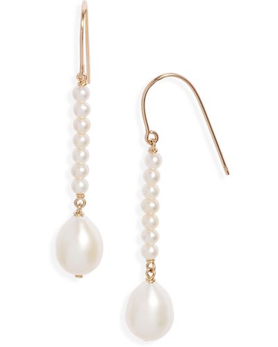 POPPY FINCH Cultured Pearl Linear Drop Earrings - White