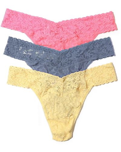 Womens Red 3pk Assorted Lace Thongs