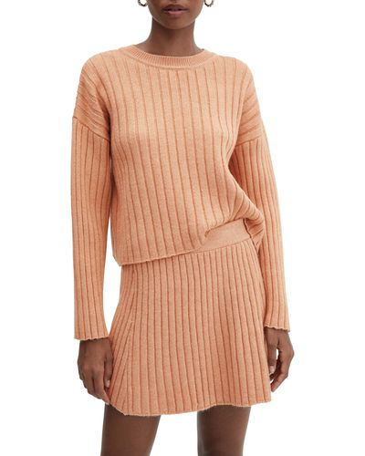 Mango Oversize Rib Sweater - Orange