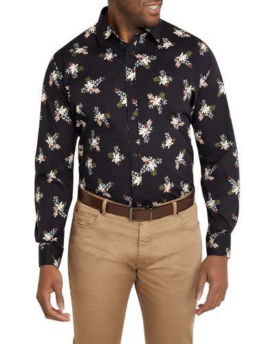 Johnny Bigg Sebastian Floral Button-up Shirt - Black