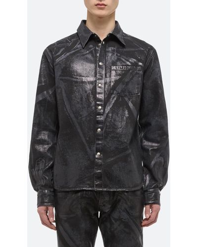 Helmut Lang Foiled Cotton Denim Shirt Jacket - Black