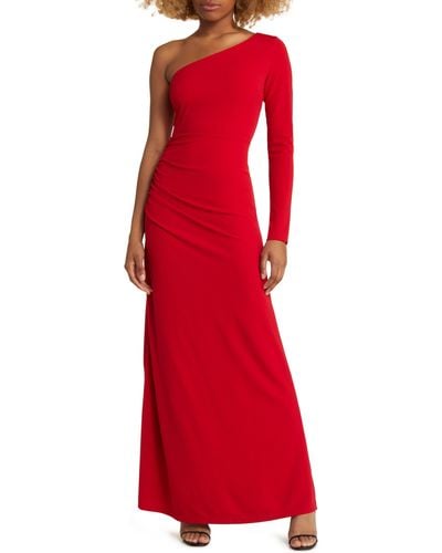 Lulus One To Cherish One-shoulder A-line Gown - Red