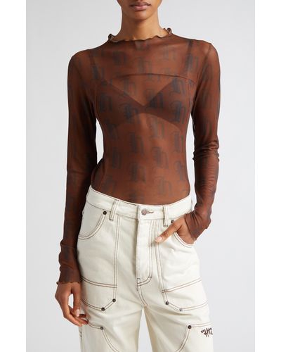 Honor The Gift Long Sleeve Mesh Top - Brown