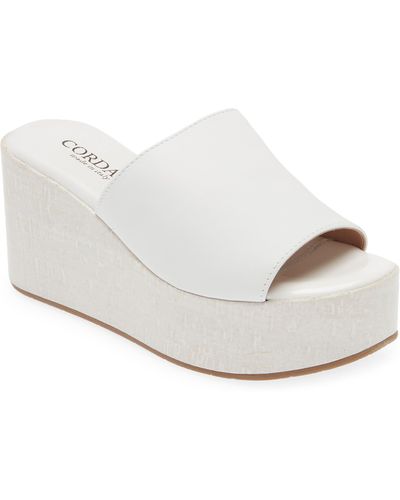 Cordani Jozie Platform Wedge Slide Sandal - White